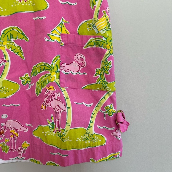 Lilly Pulitzer Vintage White Label Girls Island Flamingo Dress, Pink/Green, 8 - Picture 5 of 8